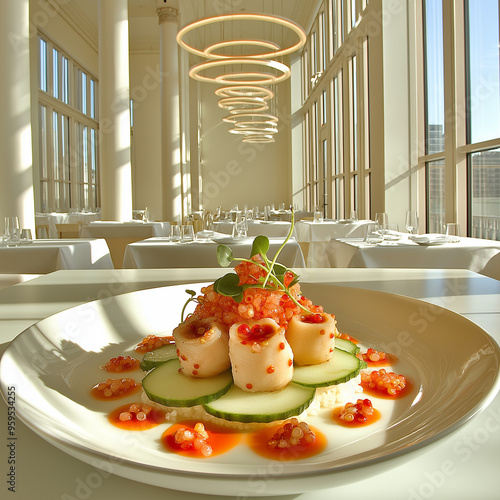 A gourmet fusion sushi dish...