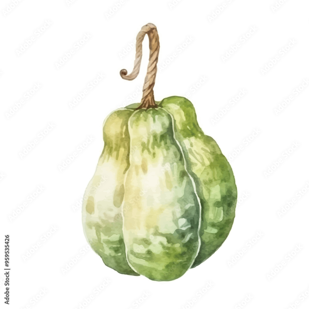 Naklejka premium Watercolor of Bitter gourd isolated white background