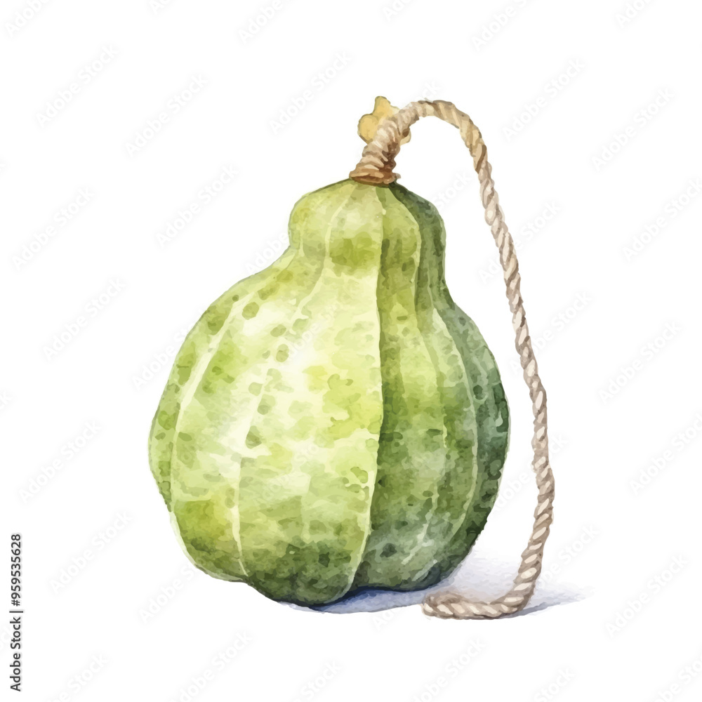 Naklejka premium Watercolor of Bitter gourd isolated white background