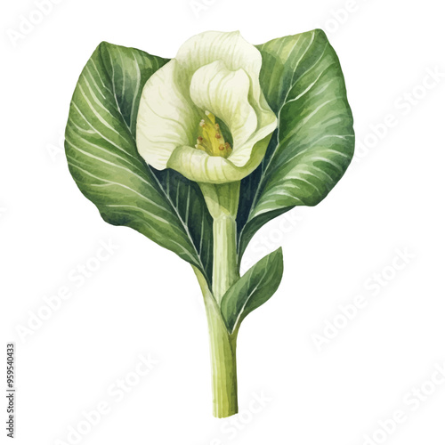 Watercolor of Bok choy isolated white background