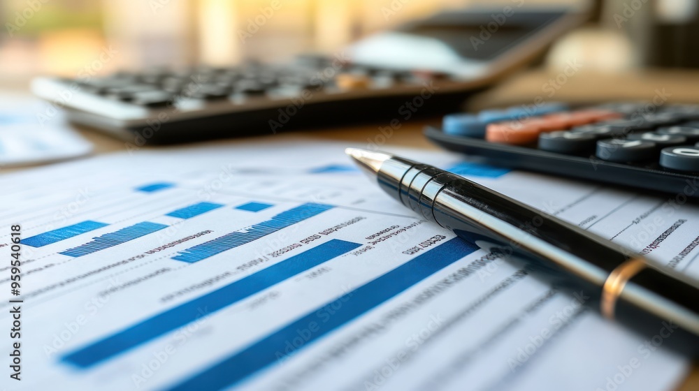 Business plan documents with financial projections and a calculator, focus on profitability Business plan documents with financial projections and a calculator, focus on profitability