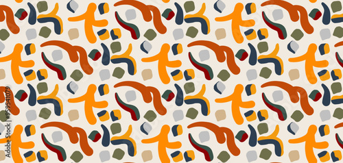 Seamless floral pattern. Trendy organic textures. For backgrounds, wallpapers, textiles and fashion.