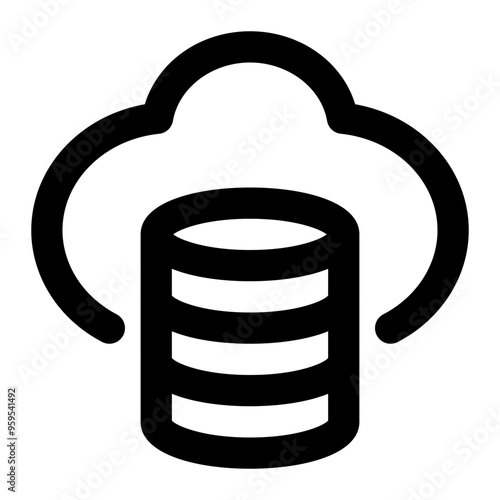 cloud hosted, hosting, cloud, database, data warehouse outline icon