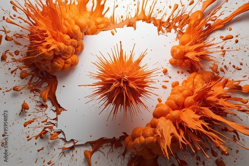 Dynamic Apricot Orange Explosion on Untidy White Background