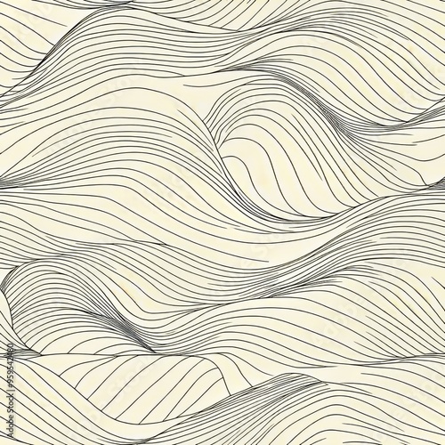  Seamless pattern of geometric abstract waves with clean, crisp lines