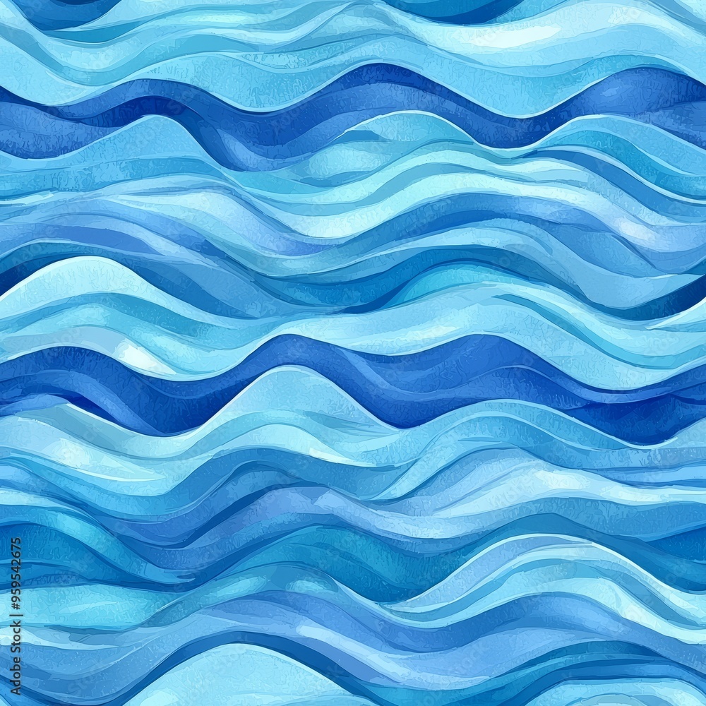 Seamless pattern of layered abstract waves with a watercolor effect Seamless pattern of layered abstract waves with a watercolor effect