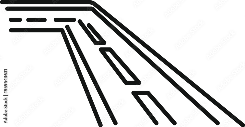 Minimalist line art illustration of a straight highway road leading into the distance Minimalist line art illustration of a straight highway road leading into the distance