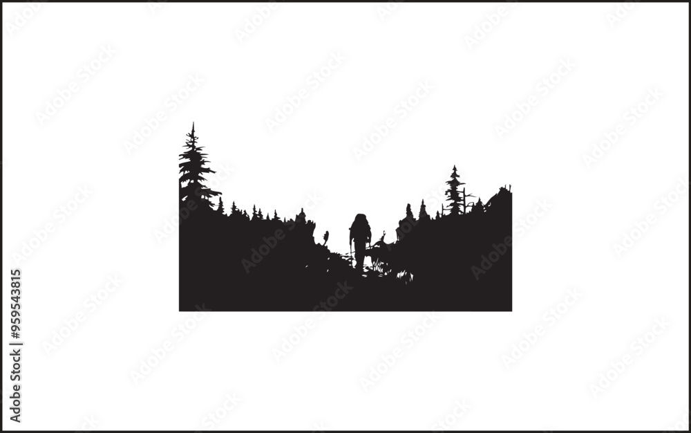 Obraz premium Summit Seeker Vector Black Design Mountain Mastery Black Vector Icon