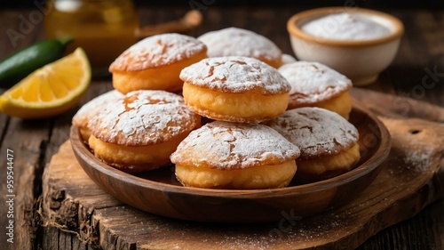 Wallpaper Mural mexican desserts dish buuelos isolated on a wooden plate, concept for advertisement background Torontodigital.ca