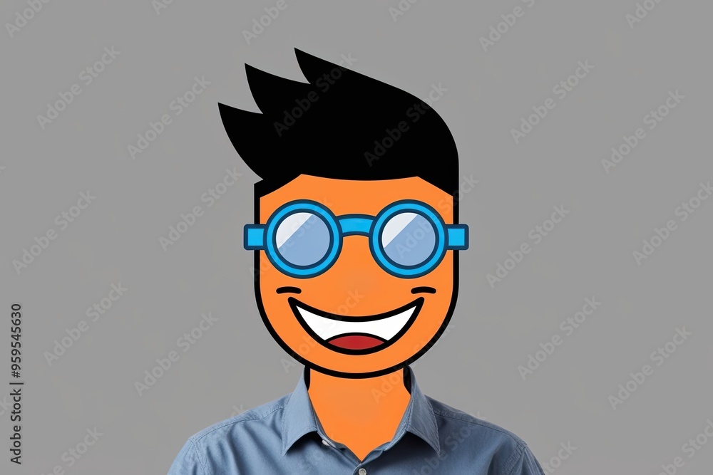 Whimsical Nerd Emoticon with Goggles and Cheerful Smile for Playful Communication Whimsical Nerd Emoticon with Goggles and Cheerful Smile for Playful Communication