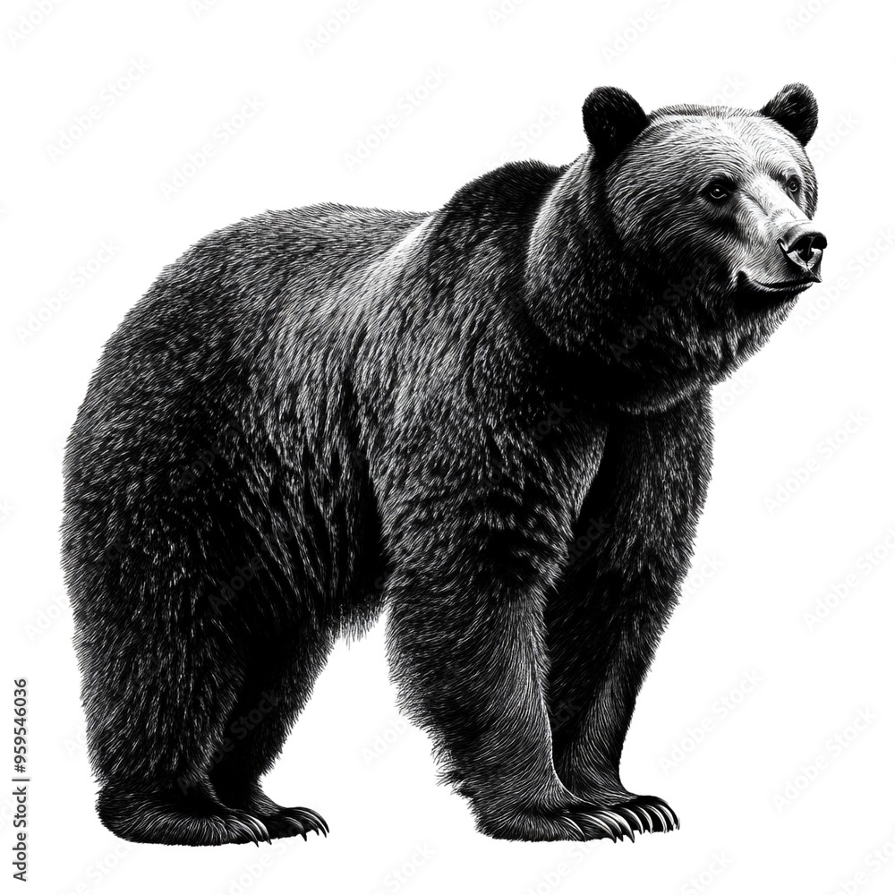 Fototapeta premium Outline of a standing bear, background isolation, full depth of field