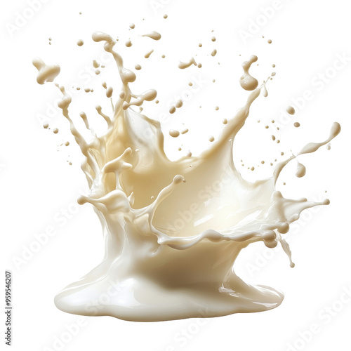 Dynamic splash of milk captured in motion, perfect for culinary, beverage, or creative projects.