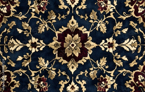 44. **Full-size seamless luxurious rug pattern with elegant textures and deep colors**