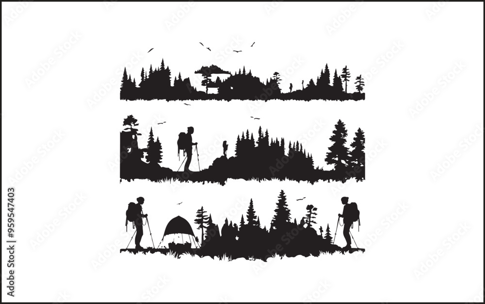 Obraz premium Summit Seeker Vector Black Design Mountain Mastery Black Vector Icon