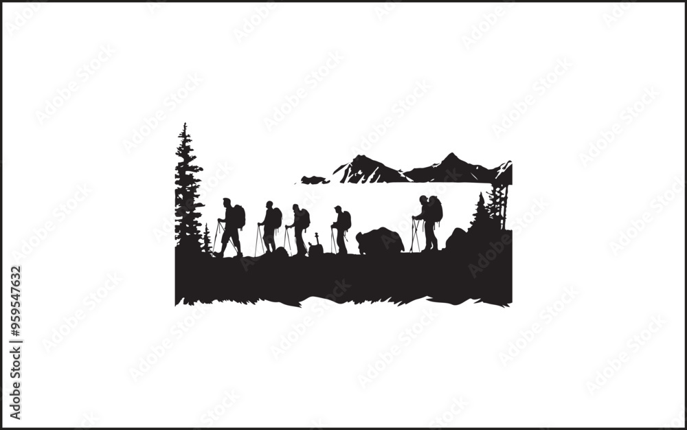 Obraz premium Summit Seeker Vector Black Design Mountain Mastery Black Vector Icon