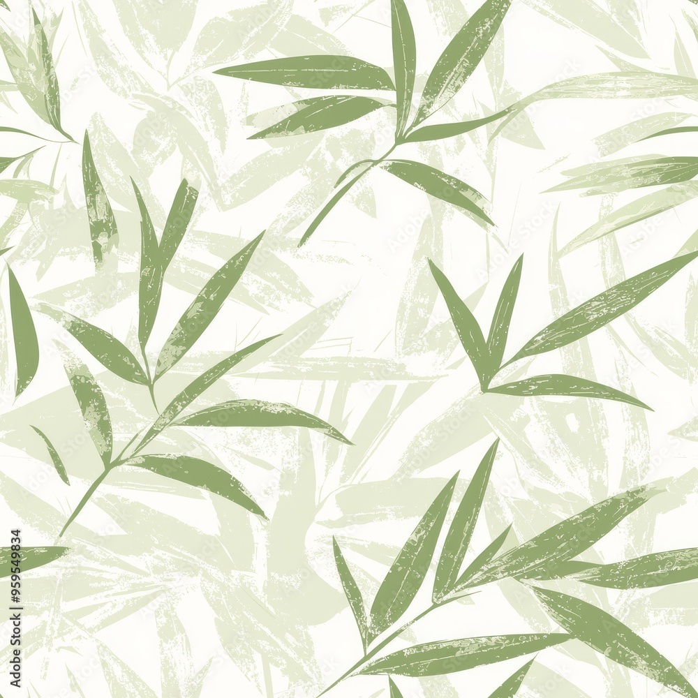 Naklejka premium seamless pattern of delicate tropical bamboo leaves with subtle textures