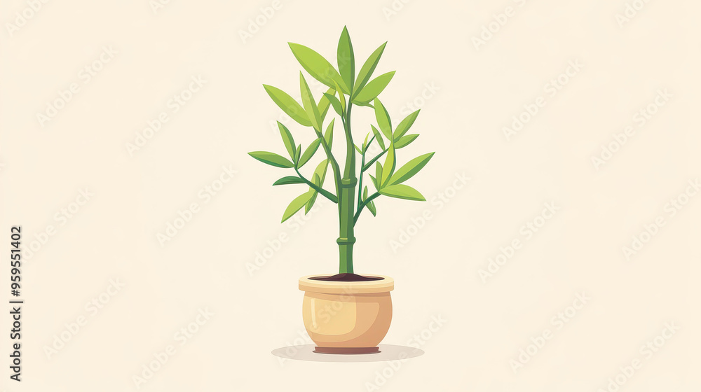 Fototapeta premium Bright and fun cartoon bamboo plant illustration, perfect for naturethemed designs and playful graphics.