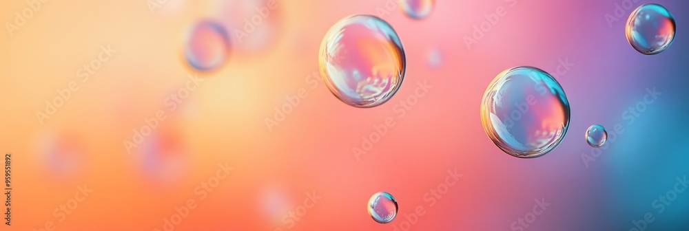 Floating bubbles create a mesmerizing effect against a vibrant gradient backdrop, evoking a sense of tranquility and modern design for digital use Floating bubbles create a mesmerizing effect against a vibrant gradient backdrop, evoking a sense of tranquility and modern design for digital use