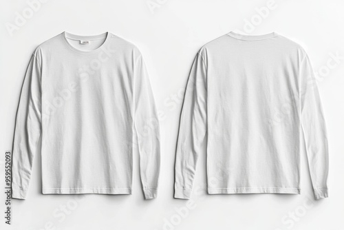 Obraz na płótnie White Long Sleeve Tshirt Mockup Isolated created with Generative AI w salonie
