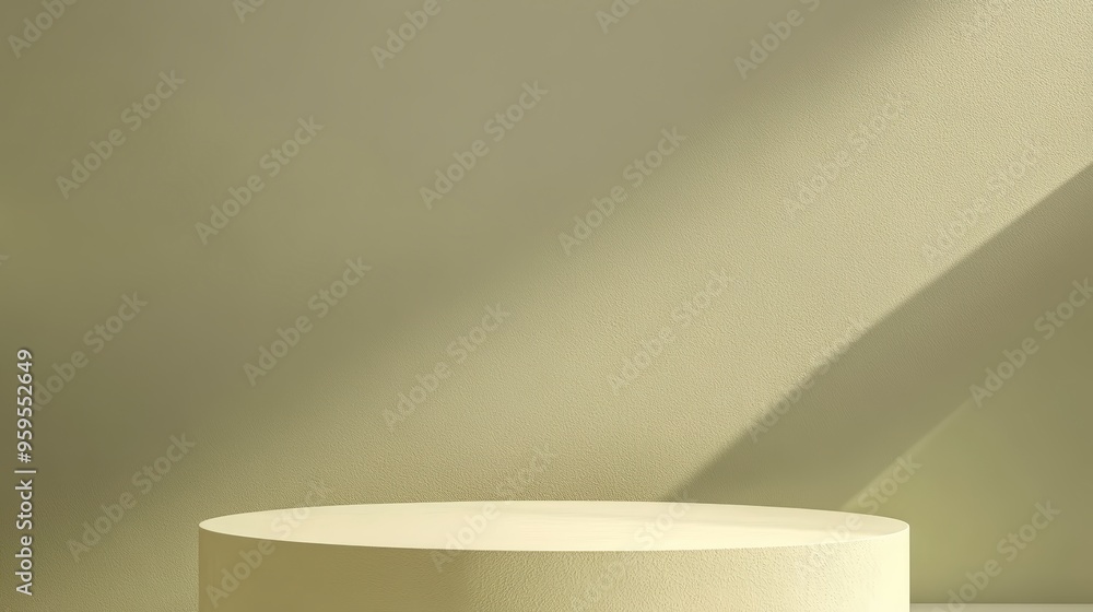 Textured Beige Podium With Light Olive Green Background And Geometric Patterns For Eco-Friendly Product Displays . Generative ai Textured Beige Podium With Light Olive Green Background And Geometric Patterns For Eco-Friendly Product Displays . Generative ai