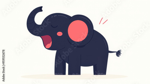 Fun cartoon elephant yawns in a colorful design Perfect for kids materials, adverts, and playful projects. photo