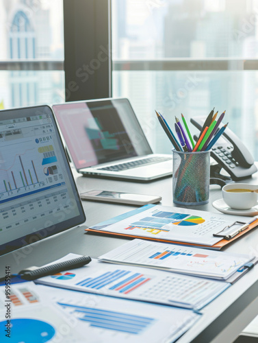 accountant might use in their daily work, modern office environment