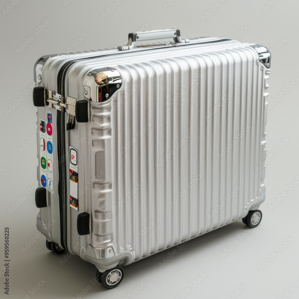 Fototapeta premium The suitcases in an empty airport hall, traveler cases in the departure airport terminal