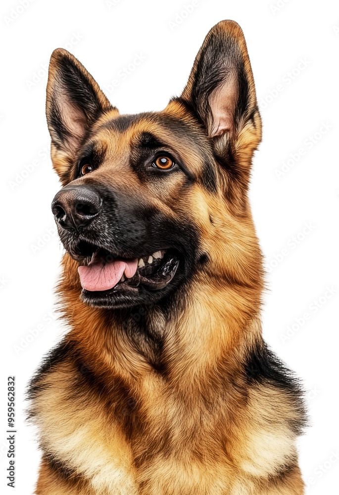 German Shepherd in studio posing for portrait, cut out - stock png. German Shepherd in studio posing for portrait, cut out - stock png.