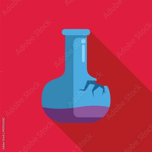 Broken chemistry flask containing a dangerous substance, evoking concepts of risk and danger in scientific experiments