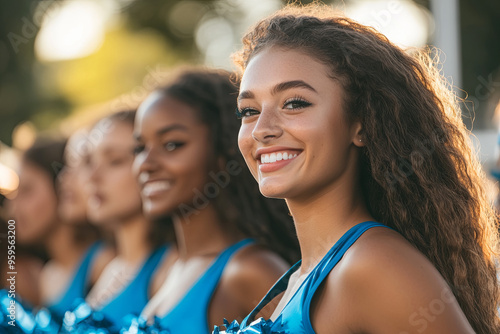 Cheerleaders performing on the sidelines