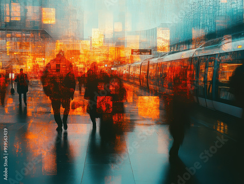 Airport, Train station, non-place, Relativistic time, Multiple exposure photo