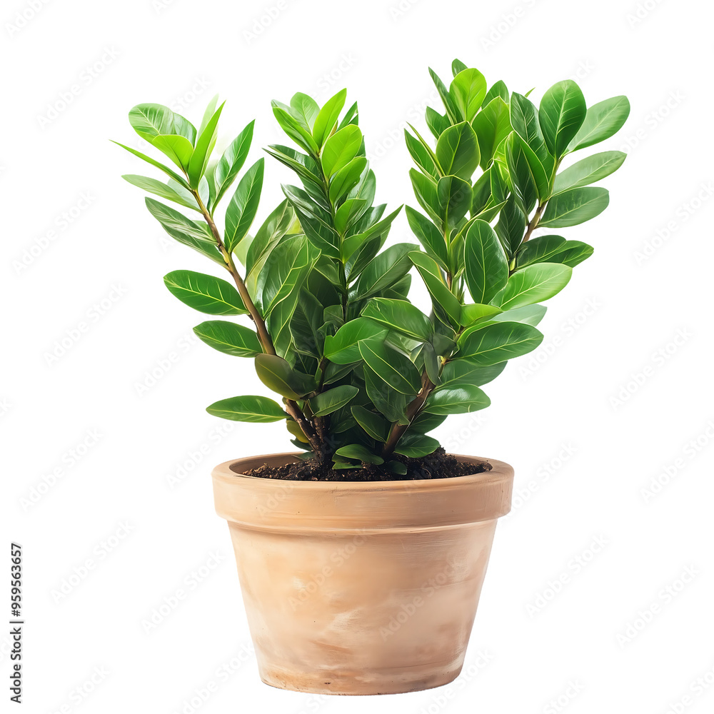 plant in a pot, ZZ Plant isolated on white background. plant in a pot, ZZ Plant isolated on white background.