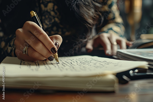 Woman writing a screenplay or novel photo