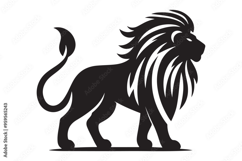 Brave Lion Silhouette Symbol of Strength and Power Brave Lion Silhouette Symbol of Strength and Power