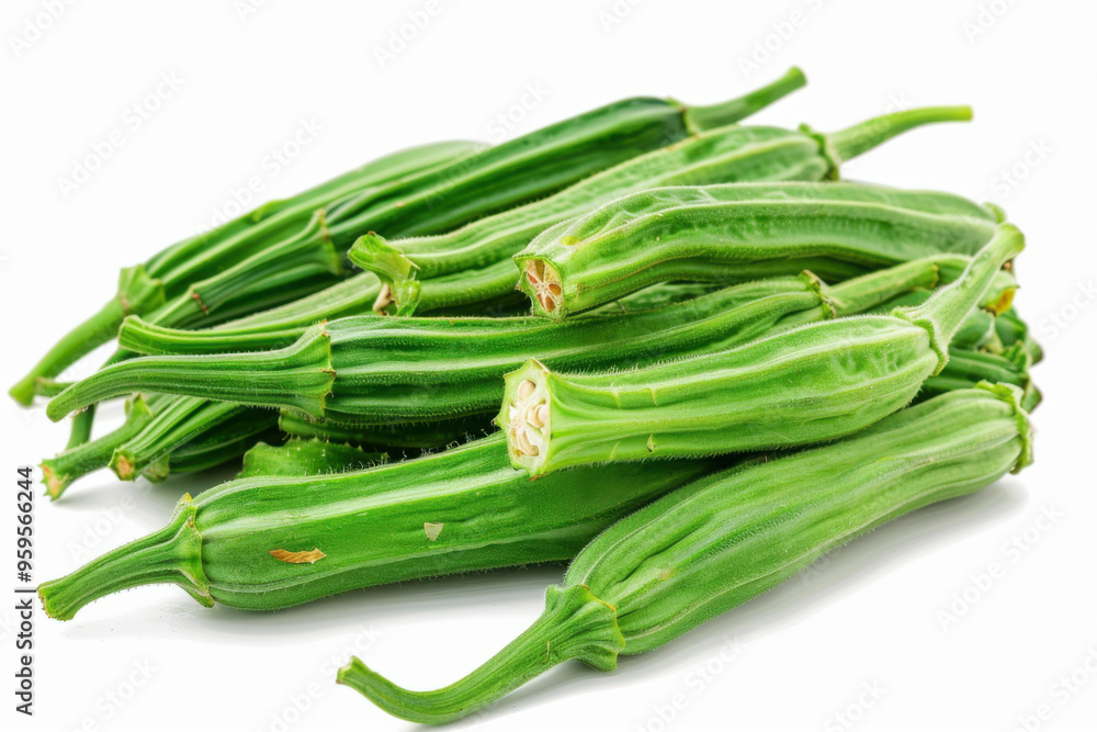 Fresh young okra isolated on white background Fresh young okra isolated on white background