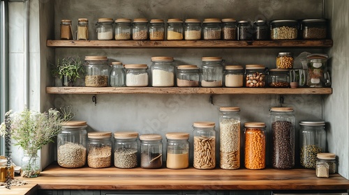 Zero waste lifestyle a modern kitchen featuring reusable containers bulk foods and sustainable practices