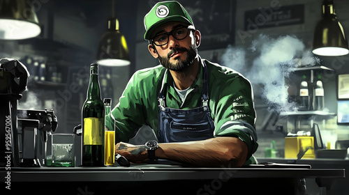 A bartender in a stylish ba...