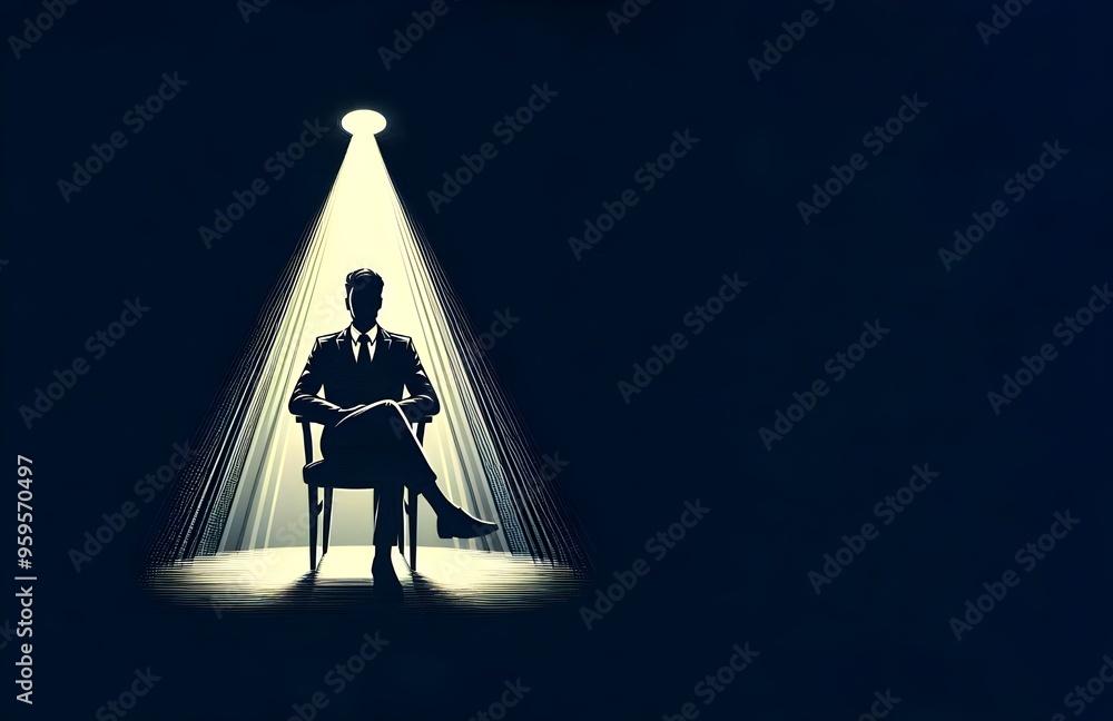 Fototapeta premium Silhouette Under Spotlight, Creating a Dramatic Atmosphere