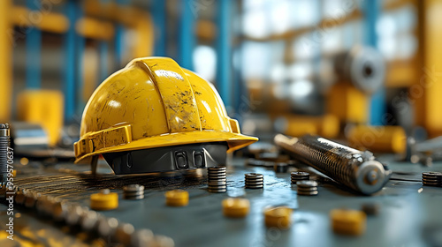 A construction helmet on a ...