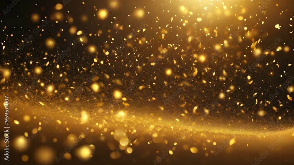 Gold dust and particles background with glowing effects Gold dust and particles background with glowing effects