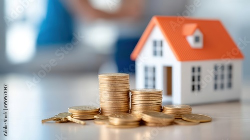 Family home surrounded by golden coins and keys, representing assets and the power of savings for homeownership