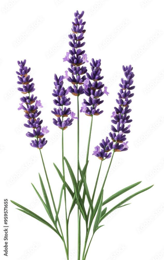 Obraz premium Lavender flowers in vibrant purple arrangement, cut out - stock png.