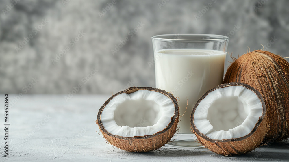 A glass of coconut milk.