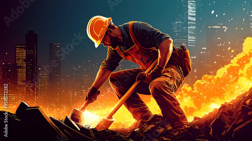 A construction worker uses ...