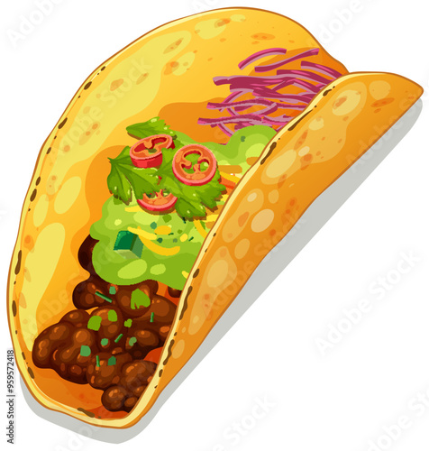 Delicious Mexican Taco Illustration