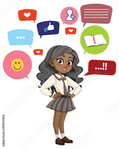 Girl with Speech Bubbles