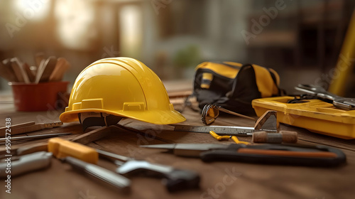 A construction workspace wi...