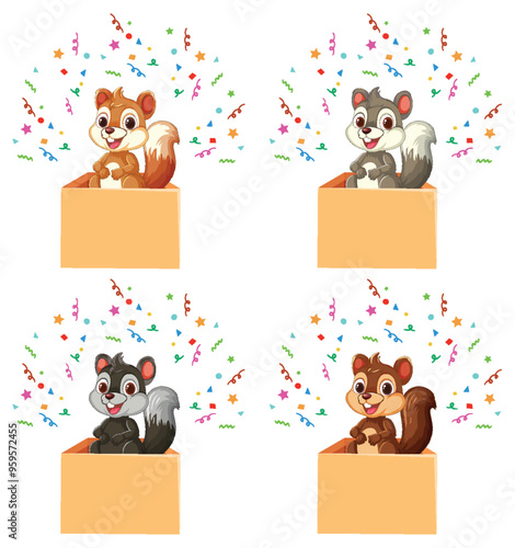 Cute Animals in Boxes