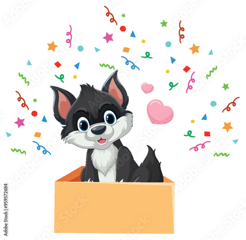 Cute Puppy in a Box