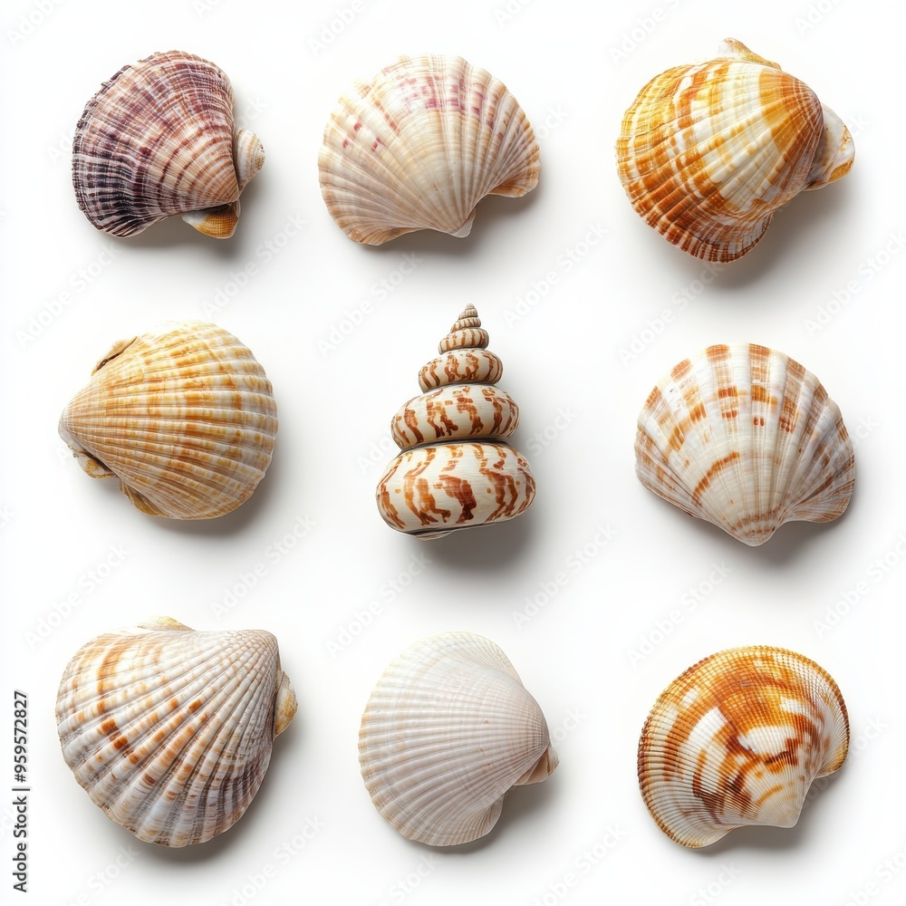 A collection of beautiful seashells showcasing diverse shapes and colors, perfect for nature-themed projects and decor. A collection of beautiful seashells showcasing diverse shapes and colors, perfect for nature-themed projects and decor.